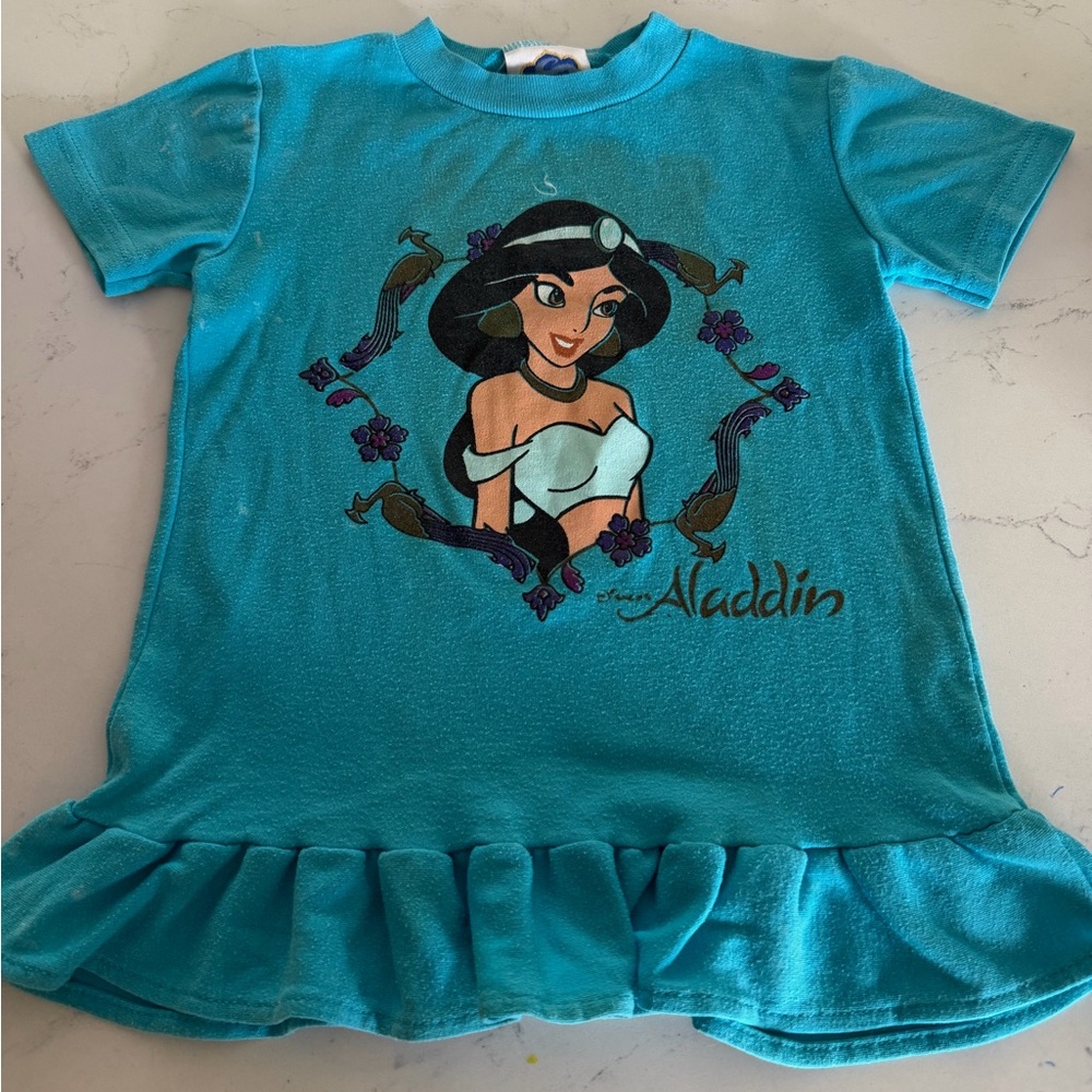 Vintage Disney Turquoise Jasmine Graphic Ruffle Tee for toddler girl size 4/5